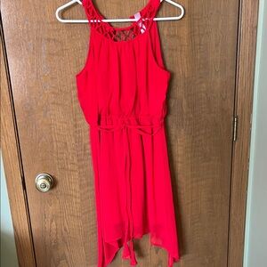 No Boundaries Vibrant Red Dress with Lattice Detail